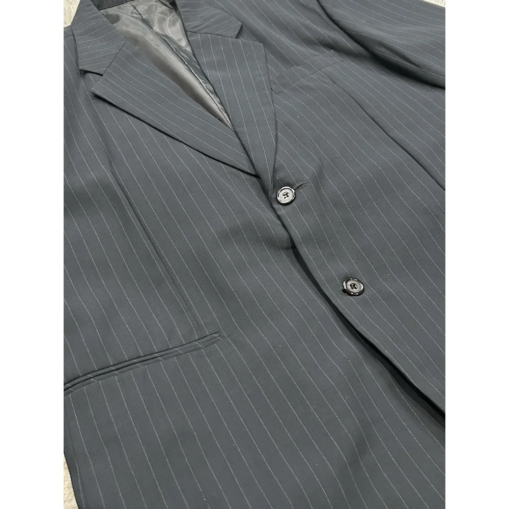 Custom‎ Tailor Mens Dark Navy Pinstripe 3 Piece Suit 38X30